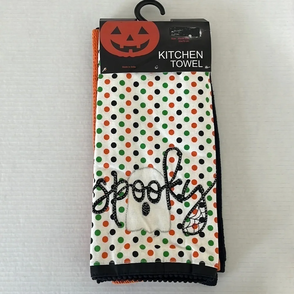 Halloween Kitchen‎ Towels Set of 3 1 Spooky Ghost 2 Waffle Weave 20